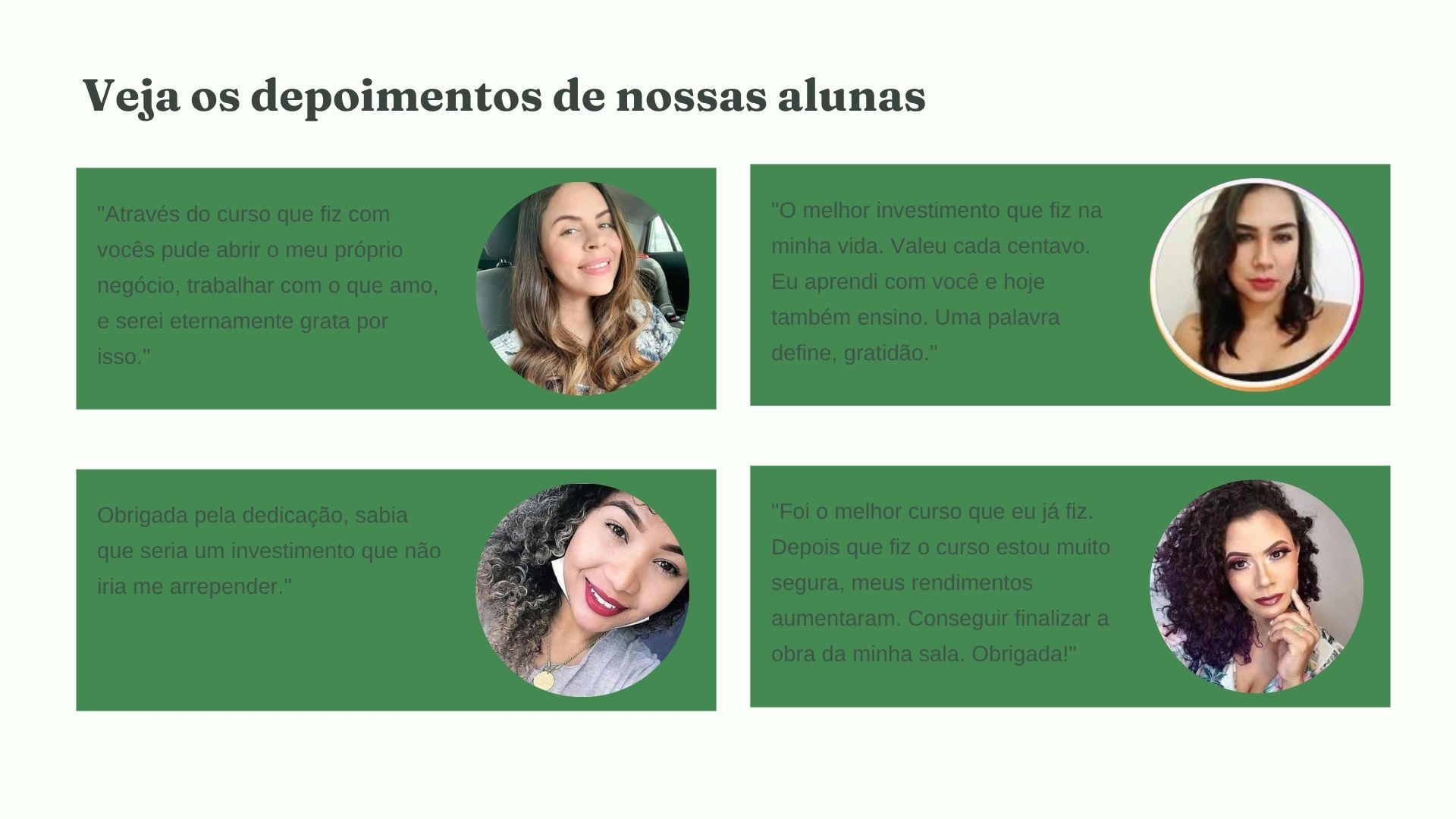 Aluna elogiando a mentoria e biossegurança do curso
